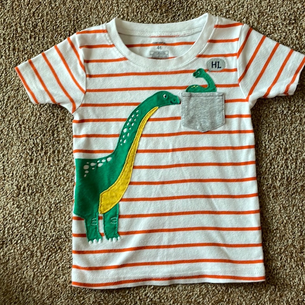 Carter’s striped Dinosaur short sleeve shirt 4T